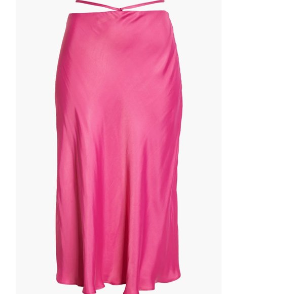 FARM Rio Satin Midi Skirt Women´s Size Small Pink...